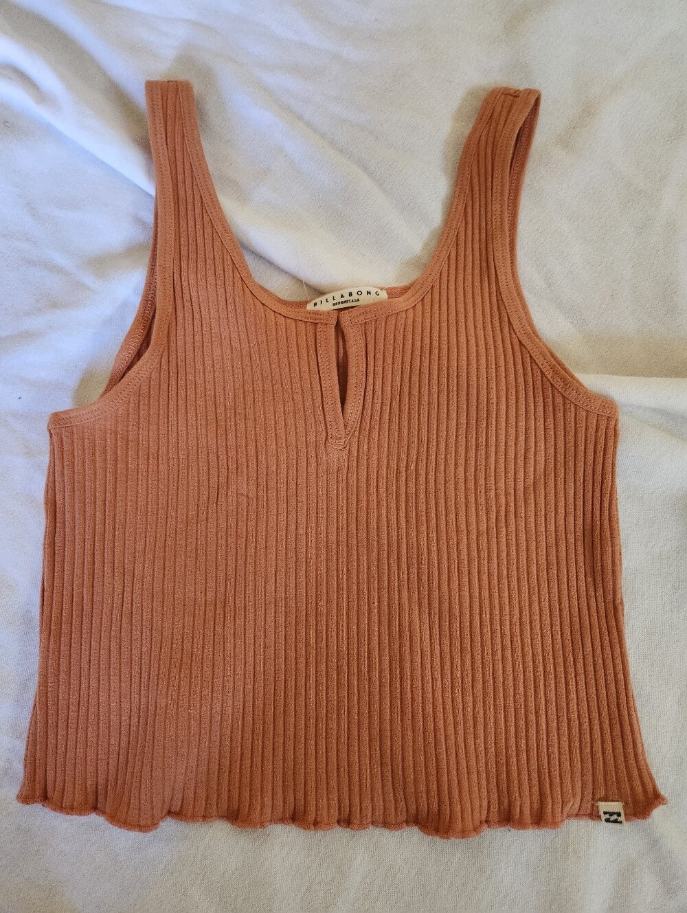 Billabong Essentials Ribbed Tank Top XS S M Coral Pink Sleeveless Beach Casual